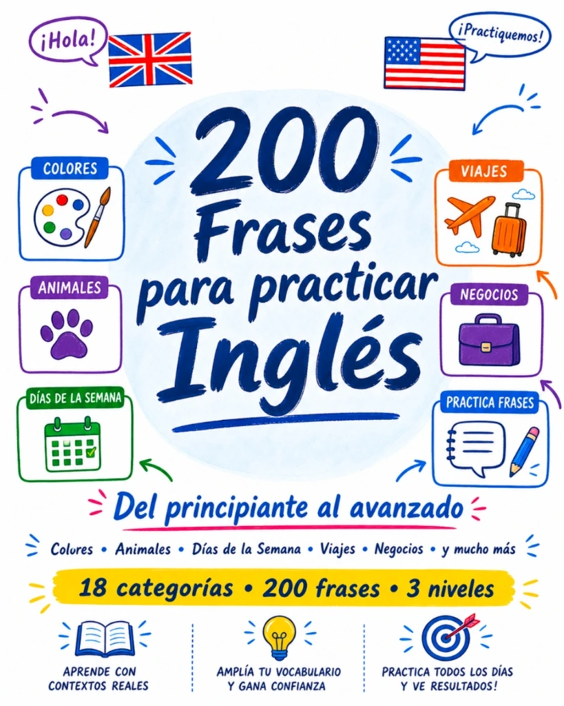 Portada de 200 Frases para practicar Inglés